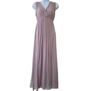 Pura‎ Seta Italian Silk Maxi Dress Sz XS Sleeveless Sheer Gown Goddess Ethereal